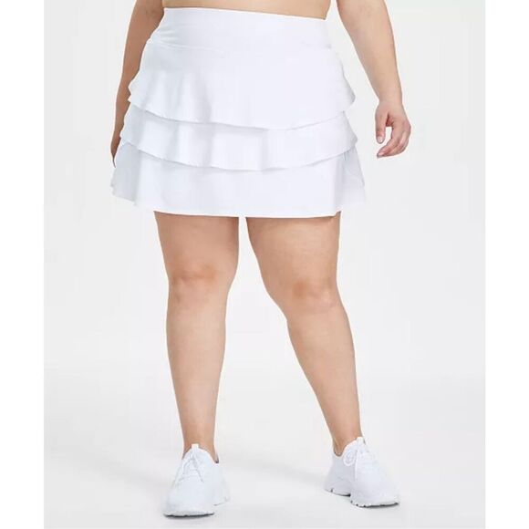 IDEOLOGY- NWT - L Sz 3X Performance Flounce Skort/Bright White/Built-In Shorts - Picture 10 of 12